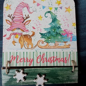 Sz�nhúzó Rudolf- adventi ajtókopogtató tábla, Karácsony, Karácsonyi lakásdekoráció, Karácsonyi ajtódíszek, Decoupage, transzfer és szalvétatechnika, MESKA