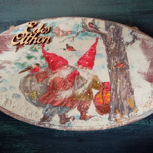 Erdei manók- ajtókopogtatótábla, Otthon & Életmód, Dekoráció, Ajtó- és ablak dekoráció, Ajtódísz & Kopogtató, Decoupage, transzfer és szalvétatechnika, MESKA