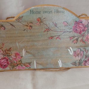 Rózs�s fali kulcstartó , Otthon & Életmód, Dekoráció, Fali és függő dekoráció, Fali kulcstartó, Decoupage, transzfer és szalvétatechnika, MESKA