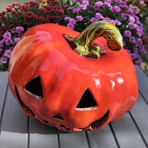 Kerámia tök nagy, töklámpás  - otthon & életmód - dekoráció - halloween - halloweeni tök - Meska.hu