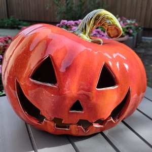 Kerámia tök nagy, töklámpás  - otthon & életmód - dekoráció - halloween - halloweeni tök - Meska.hu