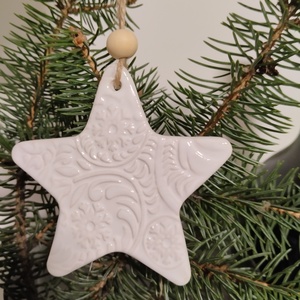 Kerámia fenyődísz , Karácsony, Karácsonyi lakásdekoráció, Karácsonyfadíszek, , MESKA