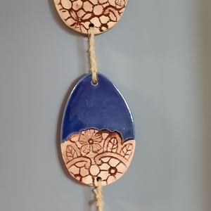 Húsvéti dísz, csipkemintás hármas , Ünnepi díszek, dekorációk, Húsvéti díszek és dekorációk, Húsvéti tojásfadíszek, Kerámia, MESKA