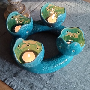 Kerámia adventi koszorú - karácsony - adventi díszek - adventi koszorú - Meska.hu