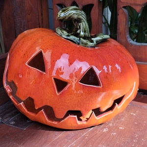 Kerámia tök nagy, töklámpás  - otthon & életmód - dekoráció - halloween - halloweeni tök és lámpás - Meska.hu