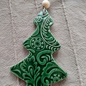Kerámia fenyődísz , Karácsony, Karácsonyi lakásdekoráció, Karácsonyfadíszek, , MESKA