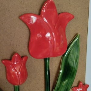 Kerámia-virág kép tulipános, akasztható  - otthon & életmód - dekoráció - kép & falikép - 3d képek - Meska.hu