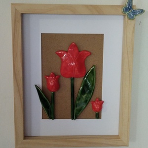 Kerámia-virág kép tulipános, akasztható  - otthon & életmód - dekoráció - kép & falikép - 3d képek - Meska.hu