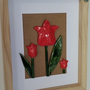 Kerámia-virág kép tulipános, akasztható  - Meska.hu