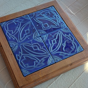 Edényalátét kerámia betétes, Otthon & Életmód, Konyhafelszerelés, tálalás, Sütés, főzés, Edényalátét, Kerámia, Famegmunkálás, MESKA