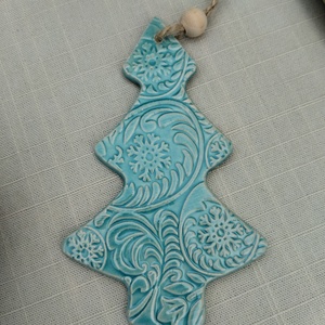 Kerámia fenyődísz , Karácsony, Karácsonyi lakásdekoráció, Karácsonyfadíszek, , MESKA