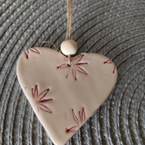 Kerámia fenyődísz szív, Karácsony, Karácsonyi lakásdekoráció, Karácsonyfadíszek, , MESKA