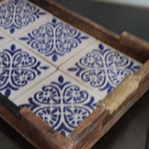 Kerámia csempés tálca - otthon & életmód - konyhafelszerelés, tálalás - tálalás - tálca - Meska.hu