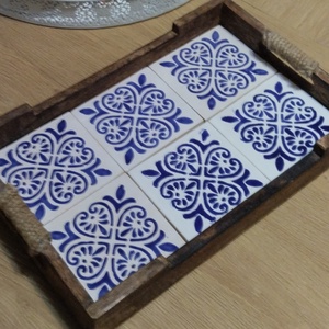 Kerámia csempés tálca - otthon & életmód - konyhafelszerelés, tálalás - tálalás - tálca - Meska.hu