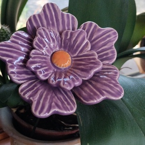 Kerámia virág dupla - otthon & életmód - virágdekoráció - virágok - szálas virág - Meska.hu