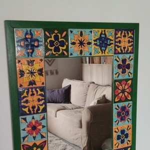 Tükör kézzel festett csempével - Meska.hu