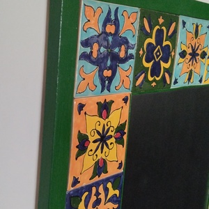 Tükör kézzel festett csempével - otthon & életmód - dekoráció - tükör - Meska.hu