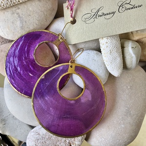 Andrassy Couture lila kagylóhéj fülbevaló , Ékszer, Fülbevaló, Csillár fülbevaló, Ékszerkészítés, MESKA