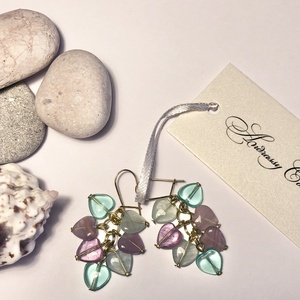 Andrassy Couture szivecskés fülbevaló , Ékszer, Fülbevaló, Lógó fülbevaló, Ékszerkészítés, MESKA