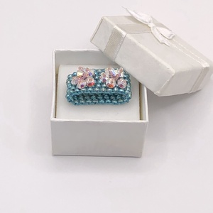 Andrassy Couture türkiz gyöngy gyűrű Swarovski kristállyal - ékszer - gyűrű - figurális gyűrű - Meska.hu