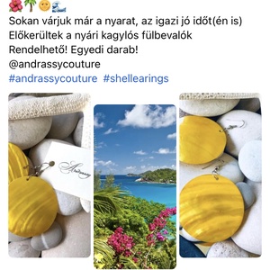 Andrassy Couture napsárga kagyló fülbevaló  - Meska.hu