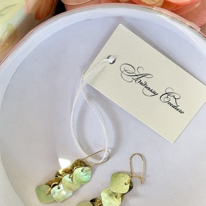 Andrassy Couture zöld szögletes kagyló fülbevaló  - ékszer - fülbevaló - lógó fülbevaló - Meska.hu