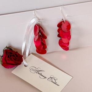 Andrassy Couture piros kagyló fülbevaló  - ékszer - fülbevaló - lógó fülbevaló - Meska.hu