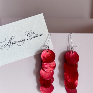 Andrassy Couture piros kagyló fülbevaló  - ékszer - fülbevaló - lógó fülbevaló - Meska.hu