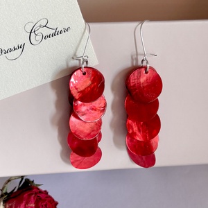 Andrassy Couture piros kagyló fülbevaló  - Meska.hu