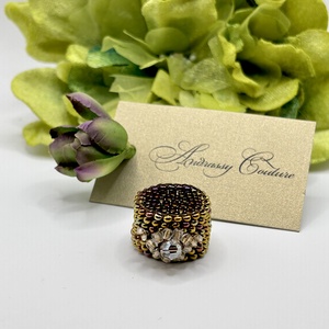 Andrassy Couture virágos gyöngy gyűrű Swarovski kristállyal - ékszer - gyűrű - figurális gyűrű - Meska.hu