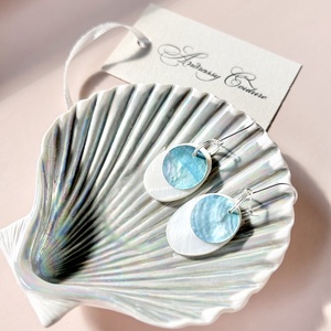Andrassy Couture elipszis kagyló fülbevaló  - ékszer - fülbevaló - lógó fülbevaló - Meska.hu