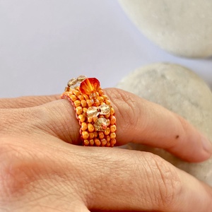 Andrassy Couture Naplemente gyöngy gyűrű Swarovski kristállyal - ékszer - gyűrű - figurális gyűrű - Meska.hu