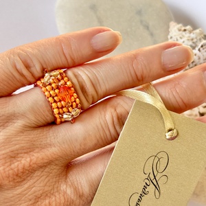 Andrassy Couture Naplemente gyöngy gyűrű Swarovski kristállyal - ékszer - gyűrű - figurális gyűrű - Meska.hu