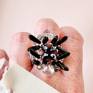 Andrassy Couture Éjfekete Swarovski gyűrű  - ékszer - gyűrű - figurális gyűrű - Meska.hu
