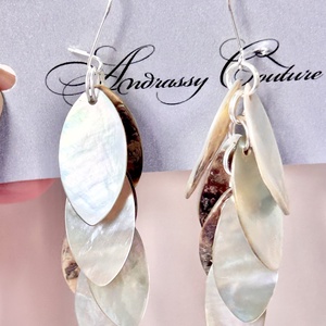 Andrassy Couture ezüst kagyló fülbevaló  - ékszer - fülbevaló - lógó fülbevaló - Meska.hu