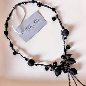 Andrassy Couture fekete organza/gyöngy nyakék/ nyaklánc - Meska.hu