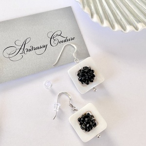Andrassy Couture geometrikus kagyló / Swarovski kristály / ezüst fülbevaló  - Meska.hu