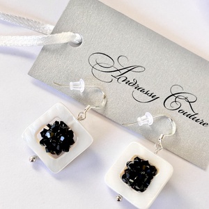 Andrassy Couture geometrikus kagyló / Swarovski kristály / ezüst fülbevaló  - ékszer - fülbevaló - lógó fülbevaló - Meska.hu