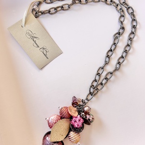 Andrassy Couture �úgyis rám figyelsz csak láncos, nagy medálos nyaklánc Swarovski kristállyal  - ékszer - nyaklánc - gyöngyös nyaklánc - Meska.hu