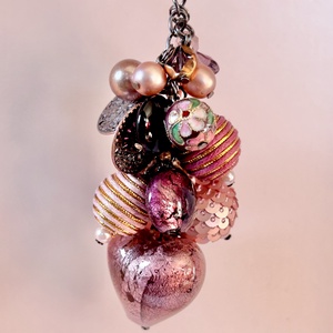 Andrassy Couture �úgyis rám figyelsz csak láncos, nagy medálos nyaklánc Swarovski kristállyal  - ékszer - nyaklánc - gyöngyös nyaklánc - Meska.hu