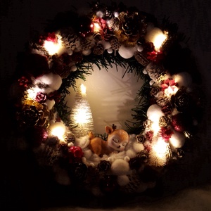 Karácsonyi ajtó és asztal dísz garnitúra - karácsony - adventi díszek - adventi ajtódísz - Meska.hu