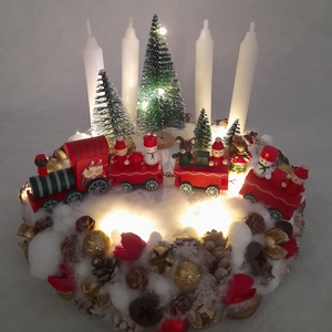 Vonatos adventi koszorú - karácsony - adventi díszek - adventi koszorú - Meska.hu