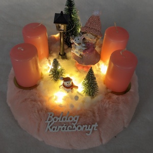 Pink adventi koszorú - karácsony - adventi díszek - adventi koszorú - Meska.hu