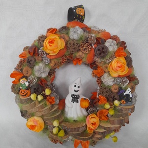  Vidám Szellem Halloweeni Ajtódísz, Otthon & Életmód, Dekoráció, Ajtó- és ablak dekoráció, Ajtódísz & Kopogtató, Virágkötés, MESKA
