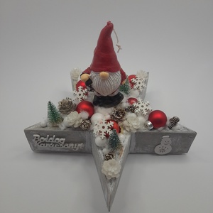 Karácsonyi Manós Asztaldísz Csillag Alakú Alapon - karácsony - adventi díszek - adventi asztaldísz - Meska.hu