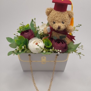  Virágos kistáska plüss macival - Meska.hu