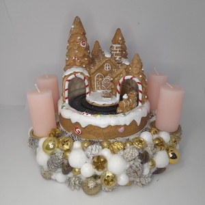 Mézeskalács falu Adventi koszorú - Meska.hu