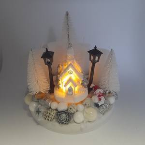 Havas Templomfalu - karácsony - adventi díszek - adventi asztaldísz - Meska.hu