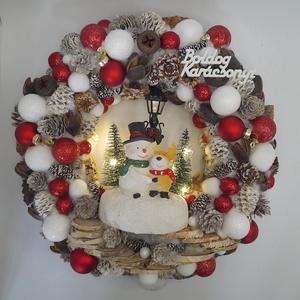 Hóember és Rénszarvas Ajtódísz - karácsony - adventi díszek - adventi ajtódísz - Meska.hu