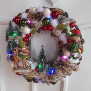 Manók és Rénszarvasok Ünnepi Koszorúja - karácsony - adventi díszek - adventi ajtódísz - Meska.hu
